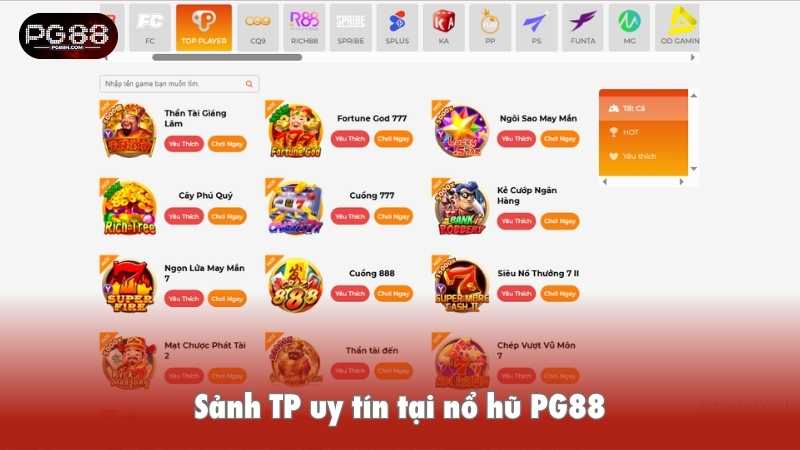 Sảnh TP uy tín tại nổ hũ PG88