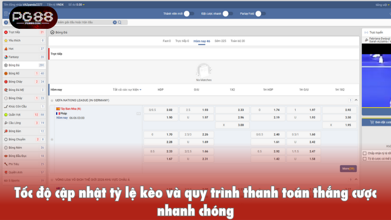 Tốc độ cập nhật tỷ lệ kèo và quy trình thanh toán thắng cược nhanh chóng