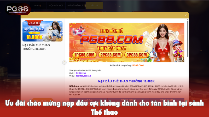 Ưu đãi chào mừng nạp đầu cực khủng dành cho tân binh tại sảnh Thể thao